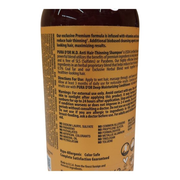 PURA DOR Dor 2pk MD Maximum Defense Anti-Hair Thinning Biotin Shampoo Jumbo 24oz - Picture 6 of 10